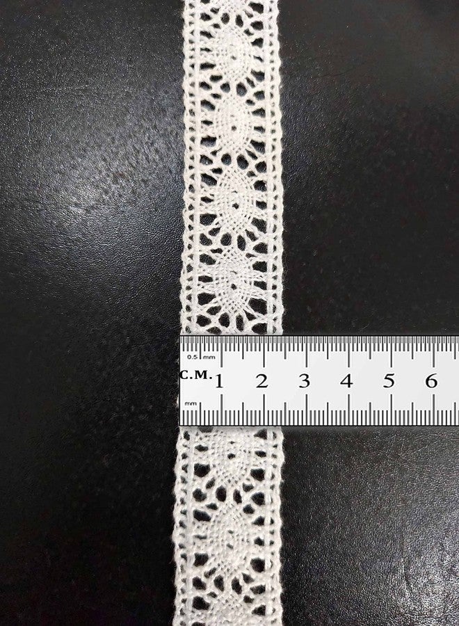 Mezin Cotton Eye-1 GPO Lace Border for Dress, Kurtis, Dupatta, Bag, Craft and Decorations (9 Mtr, White) - Image 4